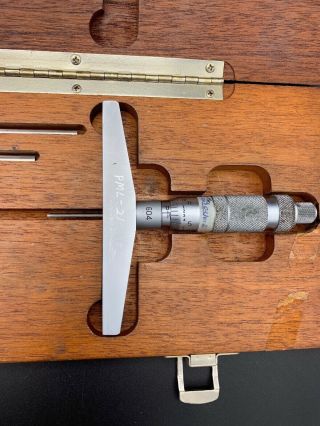 Vintage Brown And Sharpe Micrometer Depth Gage No 604 Wood box 2