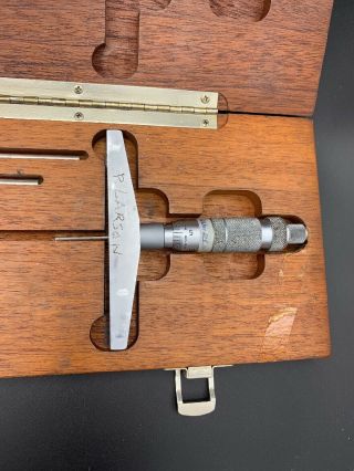 Vintage Brown And Sharpe Micrometer Depth Gage No 604 Wood box 3