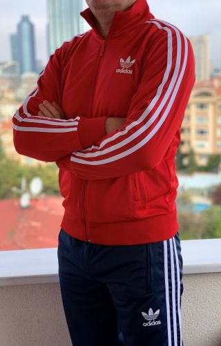 Classical Adidas Tracking Suit Vintage Old School Retro Red Tracksuit With Pants