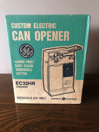 Vintage Ge Can Opener Harvest Color Ec32hr General Electric Nos