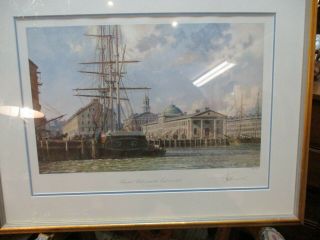 Vintage John Stobart Print,  Faneuil Hall From The East In 1825