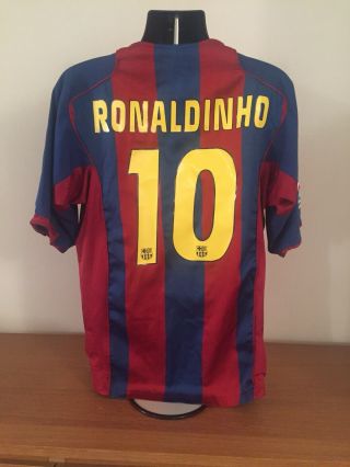 Barcelona Home Shirt 2004/05 Ronaldinho 10 Xl Vintage Rare
