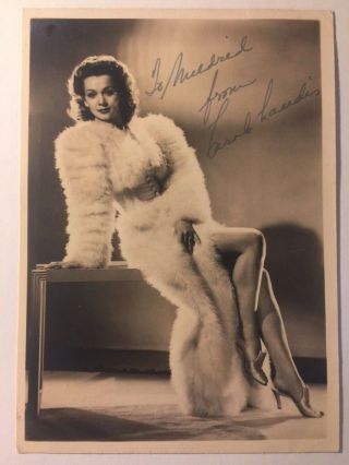Carole Landis Rare Vintage Autographed Photo Pin Up Tragic One Million Bc