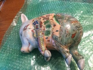 Hand Painted Sleeping Pig Japanese Chinese Figurine Vintage Porcelain Statue Min 5