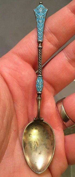 Antique 19th C.  David Andersen Sterling Silver Enamel Demitasse Spoon 2