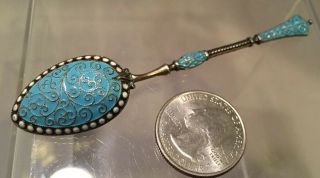 Antique 19th C.  David Andersen Sterling Silver Enamel Demitasse Spoon 4