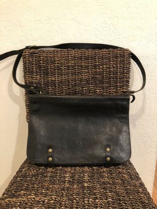 “il Bisonte” Vintage Black Leather Messenger Bag.