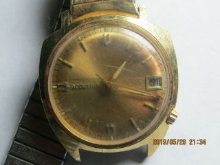 Vintage Men ' s Bulova Accutron M7 watch 14K gold case for parts/repair 270 2