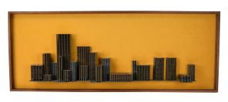 Vintage Mid - Century Modern Metal Architectural Model Wall Sculpture