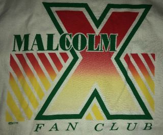 Vintage Malcolm X Fan Club 90s Usa T - Shirt Sw 1992 Size Xl Hip - Hop Very Rare Htf