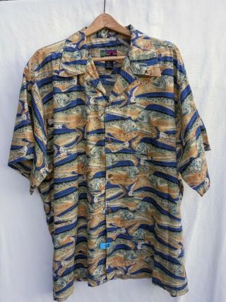 Patagonia Pataloha Fish Button Up Shirt Xl Vintage Hawaiian Camp Aloha
