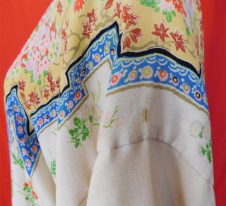 Vintage Art Deco Chinoiserie Silk Orientalism Print Flapper Kimono Robe Coat 6
