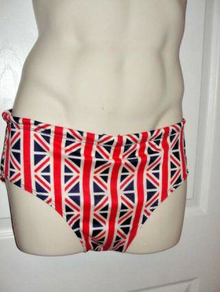 Vtg Turbo Mens Bathing Suit Uk Flag England English Swimwear 36 Sexy Bikini Gay