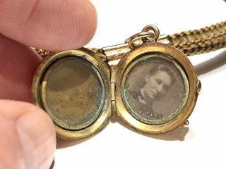 Antique Victorian Mourning Hair Watch Fob Chain Gold Filled Ornate Locket 10.  5” 6