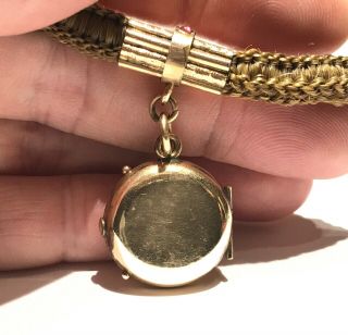 Antique Victorian Mourning Hair Watch Fob Chain Gold Filled Ornate Locket 10.  5” 7