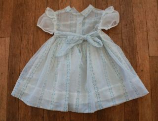 Vintage 1950s Shear Nylon Baby Girl Toddler Party Dress Blue Tiny Flower Print 6