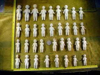 35x Excavated Vintage Victorian Frozen Charlotte Doll Age 1860 Size 2.  8 - 4.  5 Inch