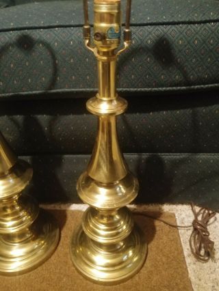 TWO VINTAGE HEAVY BRASS STIFFEL TABLE LAMPS (PAIR) 3