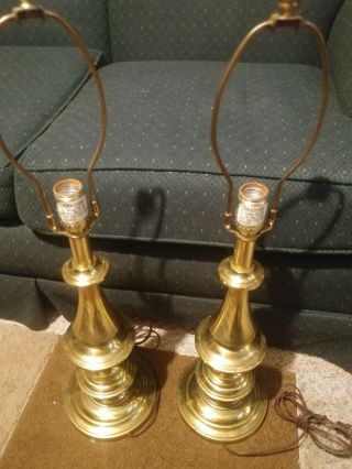 TWO VINTAGE HEAVY BRASS STIFFEL TABLE LAMPS (PAIR) 4