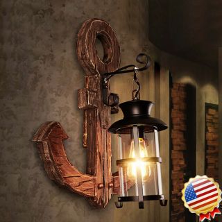 Vintage Industrial Retro Wood Cafe Bar Wall Lamp Fixture Wall Loft Light 7516
