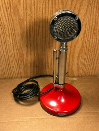 Vintage Astatic D - 104 Lollipop Microphone Model G Stand Red Base