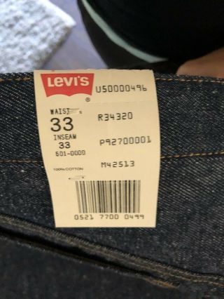 NWT VTG 80s Deadstock Levis 501 SIZE 33x33 Made in USA Dark Wash Rare 3