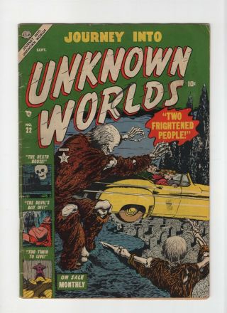 Journey Into Unknown Worlds 22 Vintage Marvel Atlas Zombies Cover Gold 10c