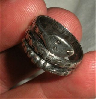 ANTIQUE c.  1930 NAVAJO COIN SILVER RING COILED SNAKE GREAT STAMPWORK vafo 6