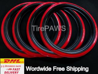 Vintage Style Tyre 17  Black Red Wall Port A Walls Set Of 4.  Rad Road Custom.