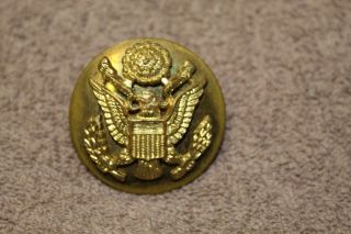Early Ww2 Era U.  S.  Army Soldiers Em Visor Metal Cap Badge,  Screw Back