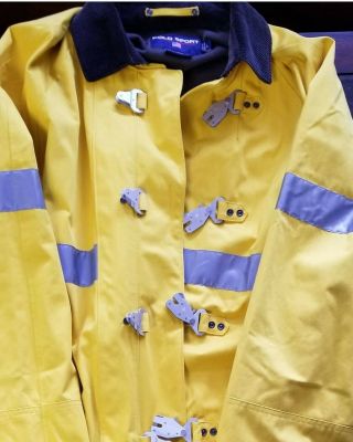 Rare 90s Ralph Lauren Polo Sport Fireman Sailing Coat Jacket Large Runs Roomy