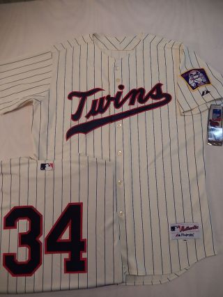 9601 Minnesota Twins Kirby Puckett Authentic Throwback Vintage Game Jersey Creme