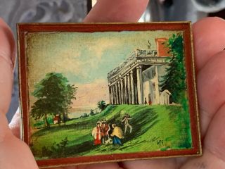 C1983 Miniature Dollhouse Artisan George Schlosser Oil Painting Grand Hotel 1800