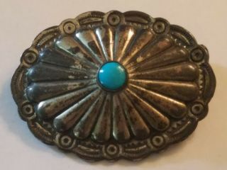 Navajo Vintage Southwestern Sterling Silver Turquoise Pin - Stamped.