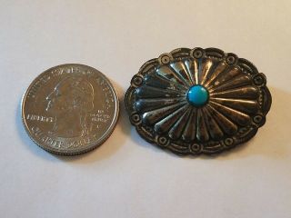 Navajo Vintage Southwestern Sterling Silver Turquoise Pin - Stamped. 2