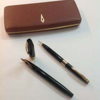 Vintage Sheaffer Imperial Iv Touchdown Fountain Pen/lead Pencil Set - White Dot - Us