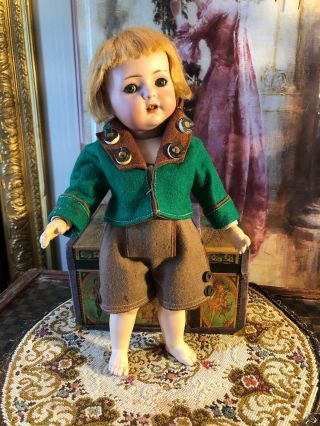 Sweet Antique German 121 K R Toddler Doll W/tyrolean Outfit 12” Tall