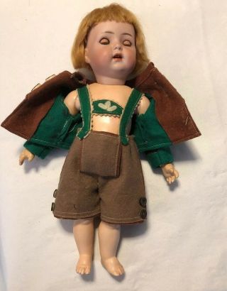 Sweet Antique German 121 K R Toddler Doll w/Tyrolean Outfit 12” Tall 3