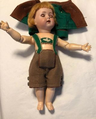 Sweet Antique German 121 K R Toddler Doll w/Tyrolean Outfit 12” Tall 5