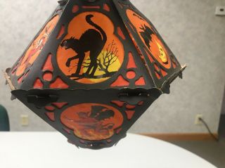 Very Rare Vintage Halloween Hanging Paper Lantern 6 Sided Top And Bottom 1900 