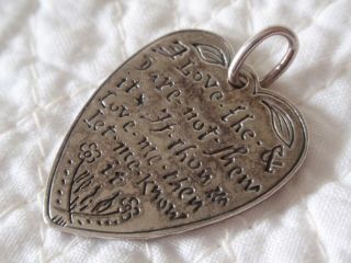 Antique Victorian Sterling Silver Heart Love Token Charm Pendant