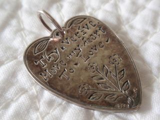 Antique Victorian Sterling Silver Heart Love Token Charm Pendant 3