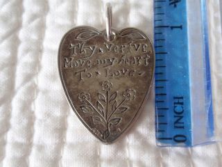 Antique Victorian Sterling Silver Heart Love Token Charm Pendant 4