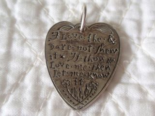 Antique Victorian Sterling Silver Heart Love Token Charm Pendant 5