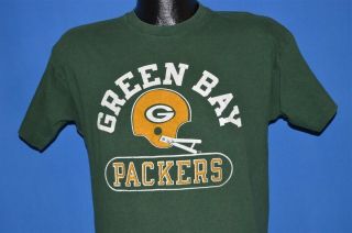 Vtg 70s Green Bay Packers Blue Bar Champion Nfl Helmet T - Shirt Football Med M