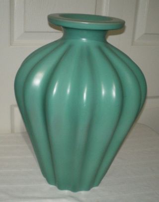 Rare Vtg Mcm Bo Fajans Sweden Signed 15 " Jade Green Ceramic Bud Vase D239 1703