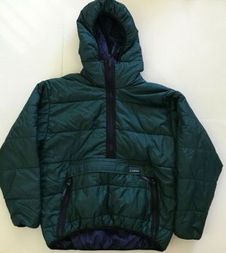 Vintage 90s L.  L.  Bean Green Navy Anorak Outdoor Puffer Half Zip Pullover Jacket