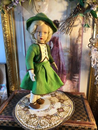 Wonderful Antique 16” Lenci Young Teen Girl Doll All & Tagged