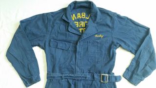 Vintage 40s Lankfords Navy Blue Albany NY Fire Department Coveralls SZ 40 Long 3