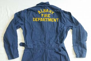 Vintage 40s Lankfords Navy Blue Albany NY Fire Department Coveralls SZ 40 Long 7